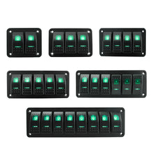 Load image into Gallery viewer, Marine 2/3/4/5/6/ 8 Group Rocker Switch Panel 5-pin for 12V/24V Cars ATV Trailers With Red Green Indicator Light