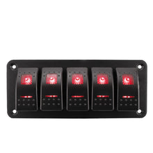 Load image into Gallery viewer, Marine 2/3/4/5/6/ 8 Group Rocker Switch Panel 5-pin for 12V/24V Cars ATV Trailers With Red Green Indicator Light