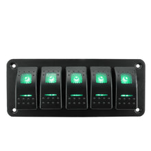 Load image into Gallery viewer, Marine 2/3/4/5/6/ 8 Group Rocker Switch Panel 5-pin for 12V/24V Cars ATV Trailers With Red Green Indicator Light