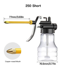 Load image into Gallery viewer, Transparent High Pressure Oil Bottle with Copper Tip Nozzle Drop Resistant Oil Filler Gun Plastic Hose Precision Lubrication Tool