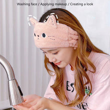Load image into Gallery viewer, Cute Cat Hair Band Coral Fleece HairBand Headgear Wash Face Make Up Turbans Headband Bandage Girls Accessories