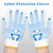Load image into Gallery viewer, 1Pair Children's Anti-cut Anti-slip Protective Gloves Panda Pattern Safety Gloves with Dot Coated Palm for Tug of War and Gardening Age 3-12 Years