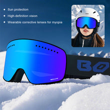 Load image into Gallery viewer, Dual-Layer Anti-Fog Magnetic Ski Goggles with Storage Bag Wide View Outdoor Mountaineering Trekking Sports Goggles Myopia Glasses Compatible