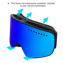 Load image into Gallery viewer, Dual-Layer Anti-Fog Magnetic Ski Goggles with Storage Bag Wide View Outdoor Mountaineering Trekking Sports Goggles Myopia Glasses Compatible