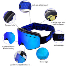 Load image into Gallery viewer, Dual-Layer Anti-Fog Magnetic Ski Goggles with Storage Bag Wide View Outdoor Mountaineering Trekking Sports Goggles Myopia Glasses Compatible