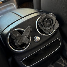 Load image into Gallery viewer, Black Gold Butterfly Camellia Car Air Vent Diffuser Decor Stone Aromatherapy Clip for Car Interior Styling Aroma Fragrance Decoration