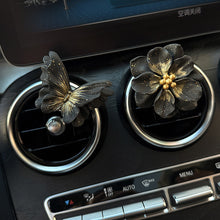 Load image into Gallery viewer, Black Gold Butterfly Camellia Car Air Vent Diffuser Decor Stone Aromatherapy Clip for Car Interior Styling Aroma Fragrance Decoration