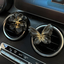 Load image into Gallery viewer, Black Gold Butterfly Camellia Car Air Vent Diffuser Decor Stone Aromatherapy Clip for Car Interior Styling Aroma Fragrance Decoration