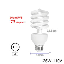 Load image into Gallery viewer, 5.010.0 UVB Reptile Lamp 13W 26W UVB Rays Energy Heating Light Calcium-enriched Bulb Heating Lamps Turtle Lizard Snake
