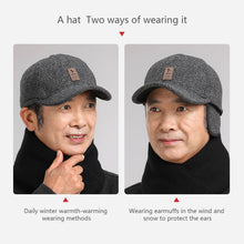 Load image into Gallery viewer, Men Winter Baseball Cap Warm Windproof Hat Thickened Woolen Knitted Ear Protection Cap Outdoor Sport Running Earflap Hat