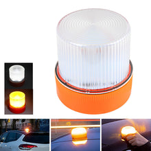 Load image into Gallery viewer, LED Emergency Warning Light with White Amber Strobe Traffic Hazard Flashing Light for Vehicle Safety Built-in Battery Bottom Strong Magnet