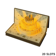 Load image into Gallery viewer, 3D Music Light Birthday Card Creative Pop Up Cake Lucky Money Red Envelope Greeting Card With Light Music For Holiday Party Gift