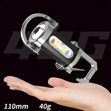 Load image into Gallery viewer, Mini Keychain Flashlight Rechargeable Pocket COB Working Light Outdoor Hook Emergency Warning Light for Camping Walking Hiking