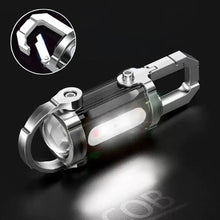 Load image into Gallery viewer, Mini Keychain Flashlight Rechargeable Pocket COB Working Light Outdoor Hook Emergency Warning Light for Camping Walking Hiking