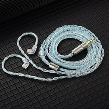 Load image into Gallery viewer, 8 Core Headphone Cable 3.5mm 1 to 2 pin Balanced Cable Silver Plated Upgrade Replacement 1.2m