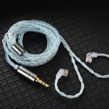 Load image into Gallery viewer, 8 Core Headphone Cable 3.5mm 1 to 2 pin Balanced Cable Silver Plated Upgrade Replacement 1.2m