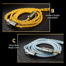 Load image into Gallery viewer, 8 Core Headphone Cable 3.5mm 1 to 2 pin Balanced Cable Silver Plated Upgrade Replacement 1.2m
