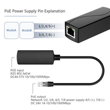 Load image into Gallery viewer, PoE 48V to 24V PoE Converter Input 44-57V RJ45 Port Output 24V/1A, IEEE802.3af/at 1000Mbps for Passive 24V Devices