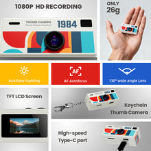 Load image into Gallery viewer, Thumb Keychain Camera 0.96inch Mini Action Camera Retro Support Memory Card 1080P Very Small Camcorder Video Recorder