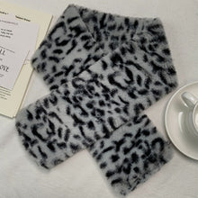 Load image into Gallery viewer, Cute Thicken Warm Leopard Print Scarf Windproof Soft Faux Fur Scarf Faux Rabbit Fur Faux Collar Winter Scarf Neck Wrap