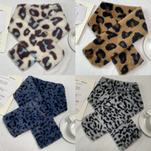 Load image into Gallery viewer, Cute Thicken Warm Leopard Print Scarf Windproof Soft Faux Fur Scarf Faux Rabbit Fur Faux Collar Winter Scarf Neck Wrap