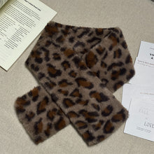Load image into Gallery viewer, Cute Thicken Warm Leopard Print Scarf Windproof Soft Faux Fur Scarf Faux Rabbit Fur Faux Collar Winter Scarf Neck Wrap