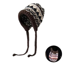 Load image into Gallery viewer, Striped Spliced Knitted Brimless Hat Ethnic Retro Style Woolen Hats Autumn Winter Thickened Warm Resistant Ear Protection Caps