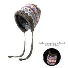 Load image into Gallery viewer, Striped Spliced Knitted Brimless Hat Ethnic Retro Style Woolen Hats Autumn Winter Thickened Warm Resistant Ear Protection Caps
