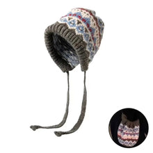 Load image into Gallery viewer, Striped Spliced Knitted Brimless Hat Ethnic Retro Style Woolen Hats Autumn Winter Thickened Warm Resistant Ear Protection Caps