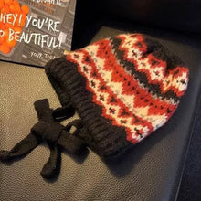Load image into Gallery viewer, Striped Spliced Knitted Brimless Hat Ethnic Retro Style Woolen Hats Autumn Winter Thickened Warm Resistant Ear Protection Caps