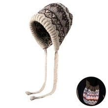 Load image into Gallery viewer, Striped Spliced Knitted Brimless Hat Ethnic Retro Style Woolen Hats Autumn Winter Thickened Warm Resistant Ear Protection Caps