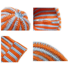 Load image into Gallery viewer, Autumn and Winter New Korean Feather Yarn Striped Wool Beanie Cap Women Showing Face Small Cold Knitted Cold Hat Men