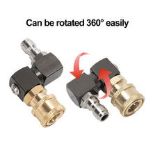 Load image into Gallery viewer, 360-Degree Swivel High Pressure Washer Adjustable Angle Elbow with 1/4" Quick Connect Brass Quick Connector for Car Washing & Cleaning Equipment