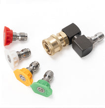 Load image into Gallery viewer, 360-Degree Swivel High Pressure Washer Adjustable Angle Elbow with 1/4" Quick Connect Brass Quick Connector for Car Washing & Cleaning Equipment