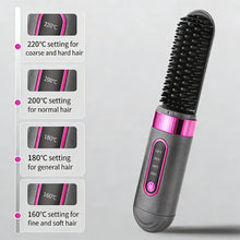 Load image into Gallery viewer, Wireless Mini Hair Styler Portable Rechargeable Curling & Straightening Comb Temperature Adjustable Dual-purpose for Travel Beauty Hair Tool