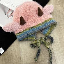 Load image into Gallery viewer, Cute Thick Plush Knitted Hat Girls Winter Warm Ear Protection Beanies Hat Women Comfortable Horn Pullover Hats