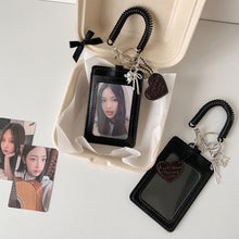 Load image into Gallery viewer, PU Leather Card ID Holder With Lanyard & Strap Clear For Office Work & School Fans Collectors Use Daily ID Access Card Protector Sleeve