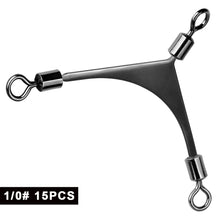 Load image into Gallery viewer, 15PCS American Shoulder Swivel 360° Rotating Connector to Prevent Leader Line Tangling Professional 3-Way Swivel Fishing Rig Accessory
