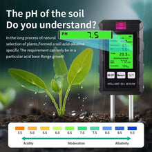 Load image into Gallery viewer, 6 in 1 Soil Tester for Garden Moisture pH Temperature Light Fertility Meter Soil Test Kit for Potted Plants Indoor Outdoor Plant Care Tool