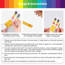 Load image into Gallery viewer, Universal pH Test Paper 1-14 Full Range Strips Litmus Paper for Water Testing High Accuracy Acid Alkaline Indicator Strips Lab Home Aquarium Pool Use