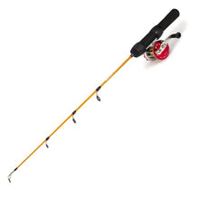 Load image into Gallery viewer, 50CM Portable Solid Fiberglass Ice Fishing Rod Ultra Short Section Straight Handle Shrimp Rod with Fishing Reel Fishing Supplies