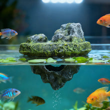 Load image into Gallery viewer, Mini Floating Island Fishing Man Statue for Aquarium Artificial Rockery Floating Hover Platform Zen Fish Tank Decor Landscape Ornament for Desktop Nano Tank