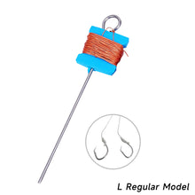 Load image into Gallery viewer, Stainless Steel Ground Spike Turtle Hook 10M Barbed Double Hook Line Rig with Braided Line Buffer Elastic Band Accessories