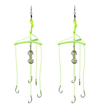 Load image into Gallery viewer, 1PC Triple Branch Flat Hook Rig Iseni Barbed Fishing Hooks with Spring for Bighead and Silver Carp Fishing Supplies