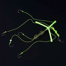 Load image into Gallery viewer, 1PC Triple Branch Flat Hook Rig Iseni Barbed Fishing Hooks with Spring for Bighead and Silver Carp Fishing Supplies