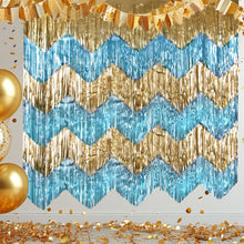 Load image into Gallery viewer, Wave Fringe Rain Curtain Shimmering Foil Tinsel Backdrop Wall Decoration for Birthday Party Wedding Photo Booth DIY Home Decor Celebration Event Supplies