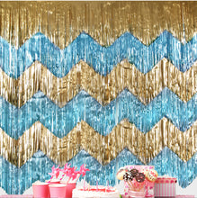 Load image into Gallery viewer, Wave Fringe Rain Curtain Shimmering Foil Tinsel Backdrop Wall Decoration for Birthday Party Wedding Photo Booth DIY Home Decor Celebration Event Supplies