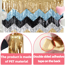 Load image into Gallery viewer, Wave Fringe Rain Curtain Shimmering Foil Tinsel Backdrop Wall Decoration for Birthday Party Wedding Photo Booth DIY Home Decor Celebration Event Supplies
