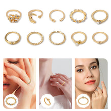 Load image into Gallery viewer, 10Pcs Punk Bohemian Metal Ring Set Vintage Geometric Moon Star Snake Open Ring Fashion Jewelry Accessories Gift For Women