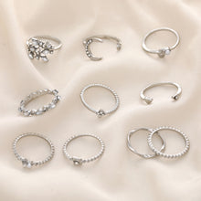 Load image into Gallery viewer, 10Pcs Punk Bohemian Metal Ring Set Vintage Geometric Moon Star Snake Open Ring Fashion Jewelry Accessories Gift For Women